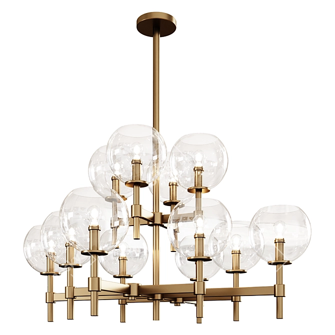 Elegant Antique Brass Chandelier 3D model image 1