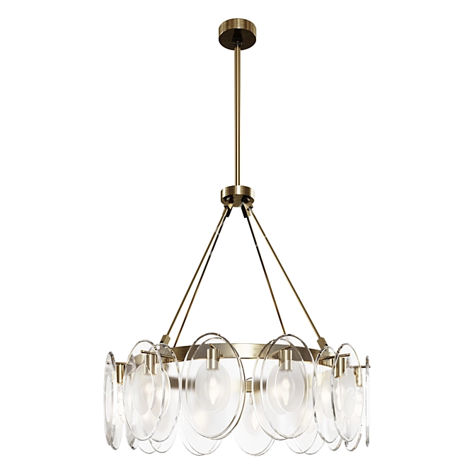 Antique Brass Bevelled Glass Chandelier 3D model image 1