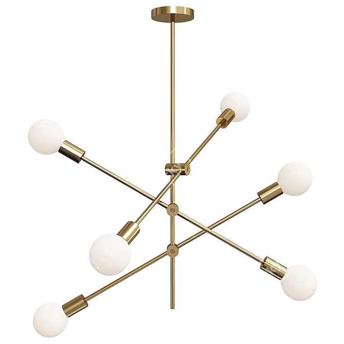 Sleek Metal Sputnik Chandelier 3D model image 1