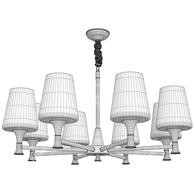 Opal Glass Cup Chandelier: Traditional Pendant Lighting 3D model image 2