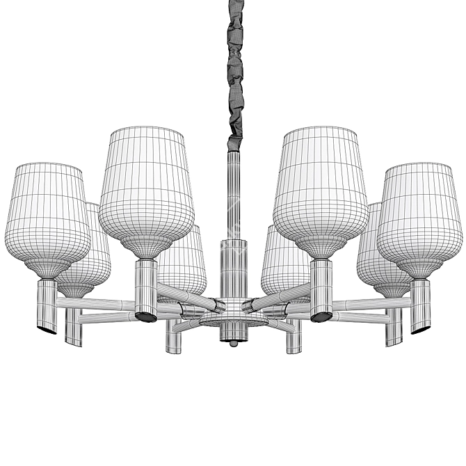 Elegant White Glass Pendant Chandelier 3D model image 2