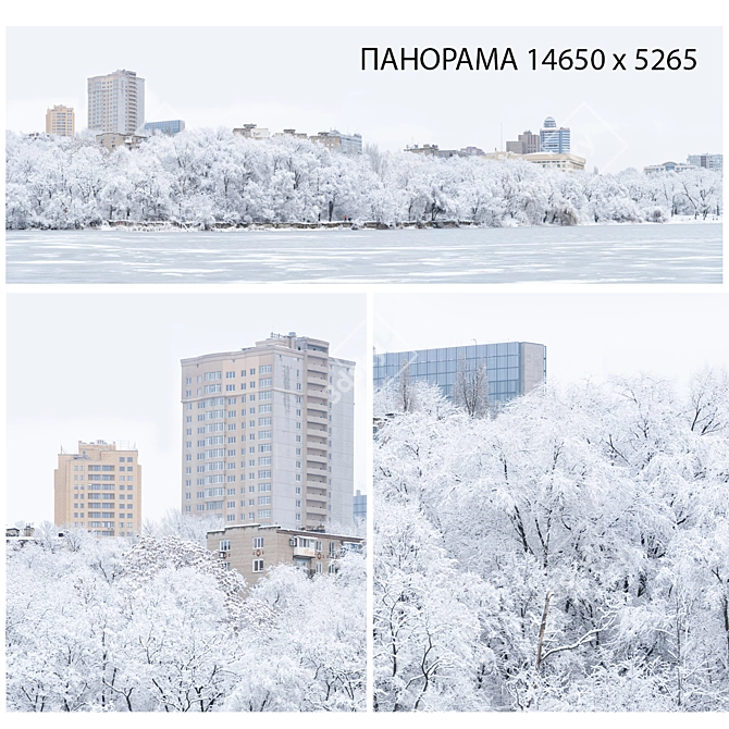 Winter Wonderland: Lake & Cityscape View 3D model image 1