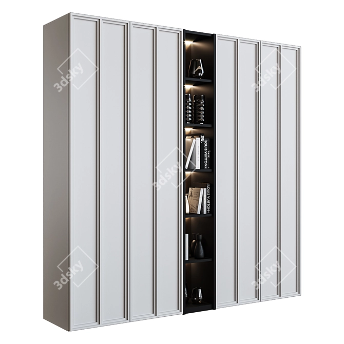 Stylish Illuminated Cupboard with Shelves 3D model image 1