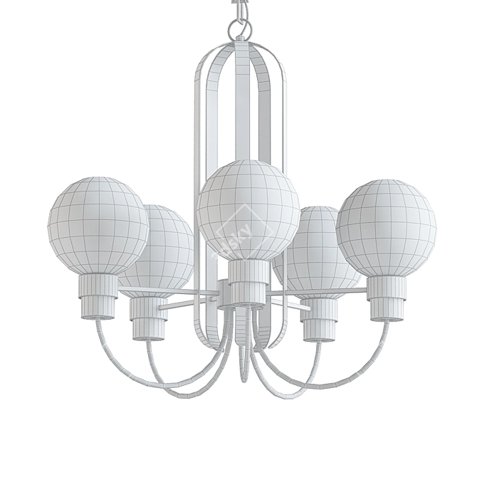 Modern Bauhaus 5-Light Chandelier 3D model image 2