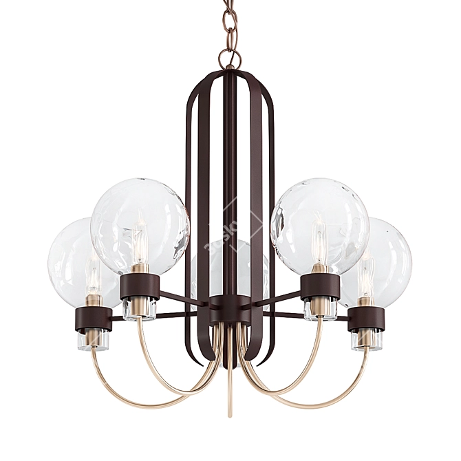 Modern Bauhaus 5-Light Chandelier 3D model image 3