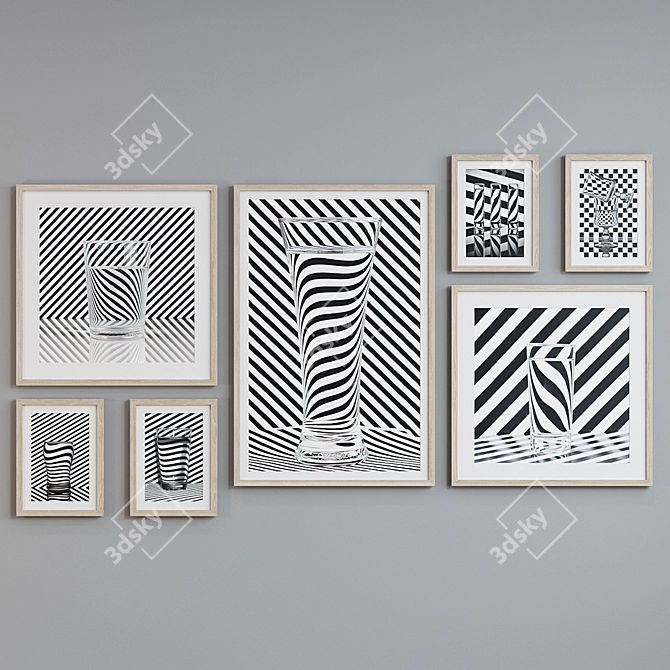 Modern Set of 7 Glass-Filled Picture Frames 3D model image 5