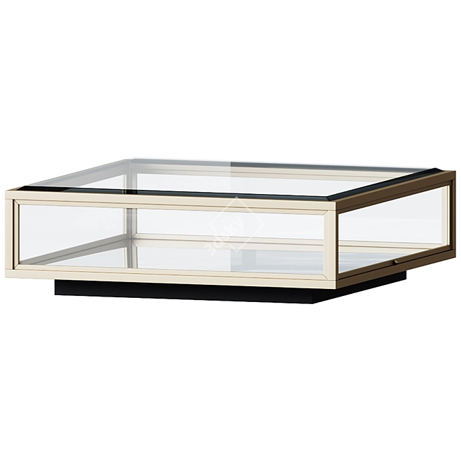 Elegant Brass & Glass Coffee Table 3D model image 1