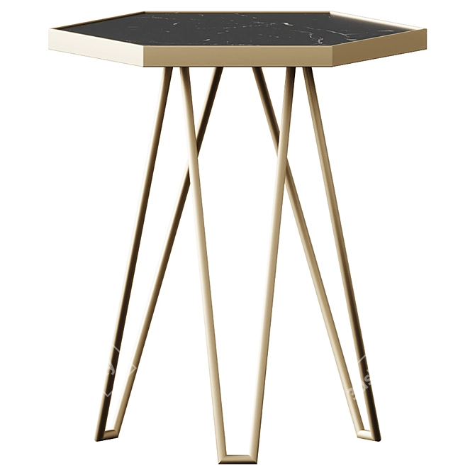 Sleek Brass & Marble Side Table 3D model image 1