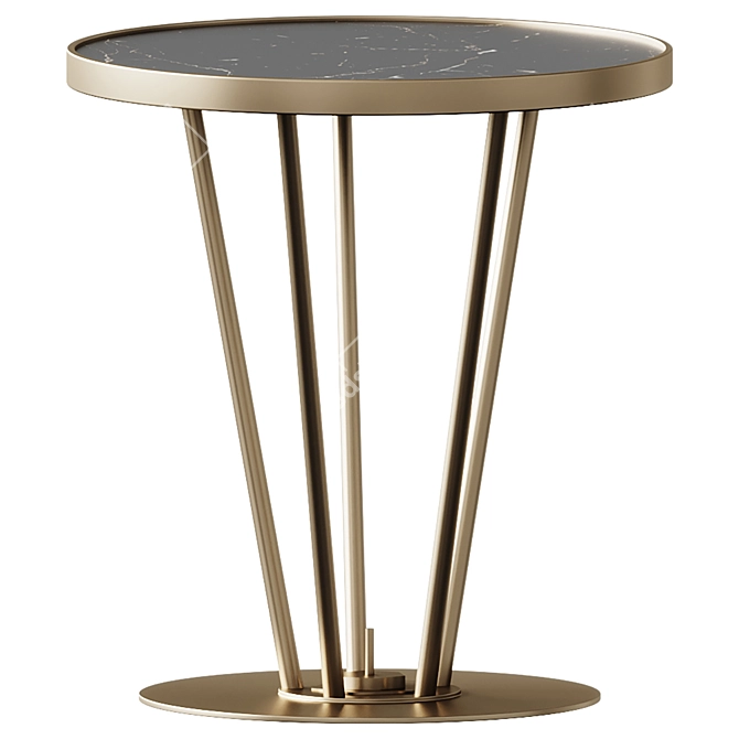 Elegant Brass and Marble Side Table 3D model image 1