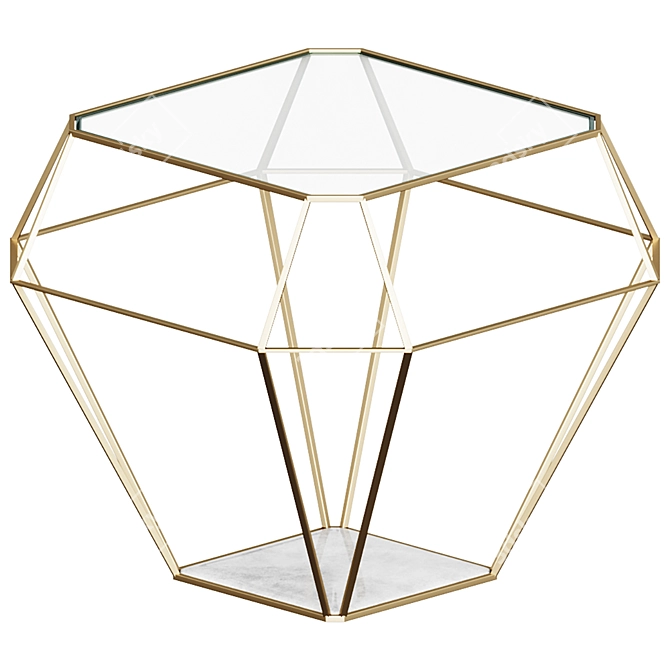 Luxury Gold Side Table with Glass and Marble Top 3D model image 1