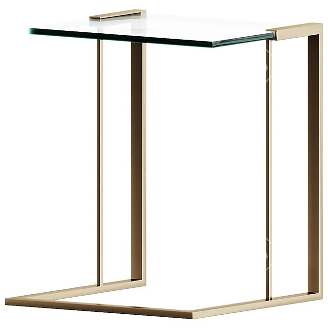 Elegant Brushed Brass Side Table 3D model image 1