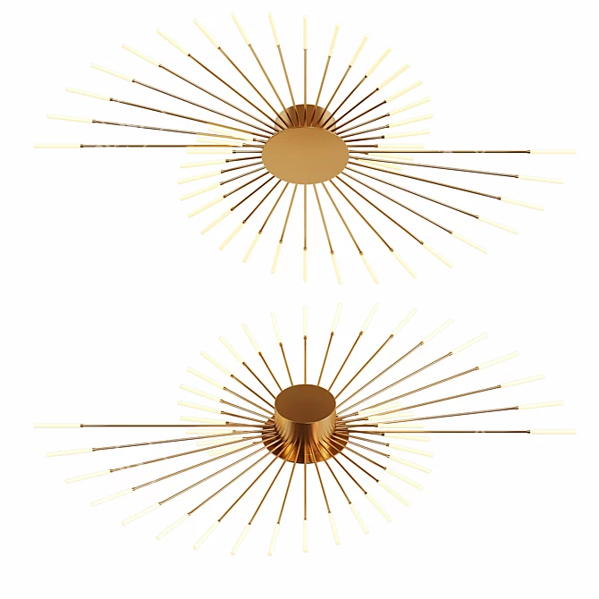 Modern Golden or Black LED Pendant Lights 3D model image 2