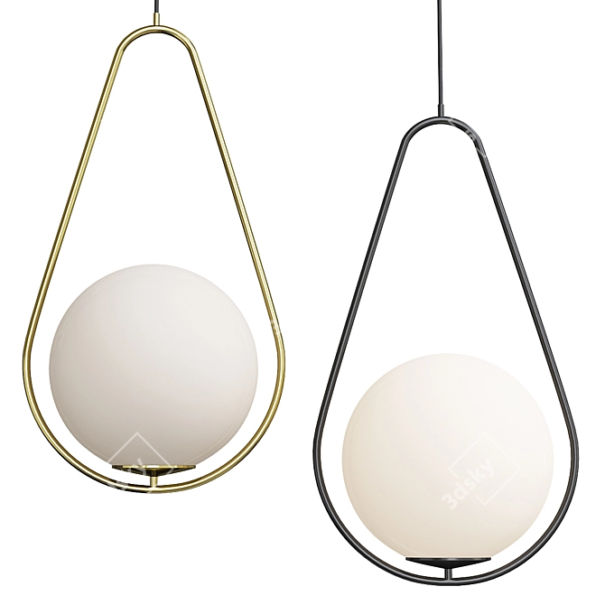 Sleek Hoop Pendant Light 3D model image 1