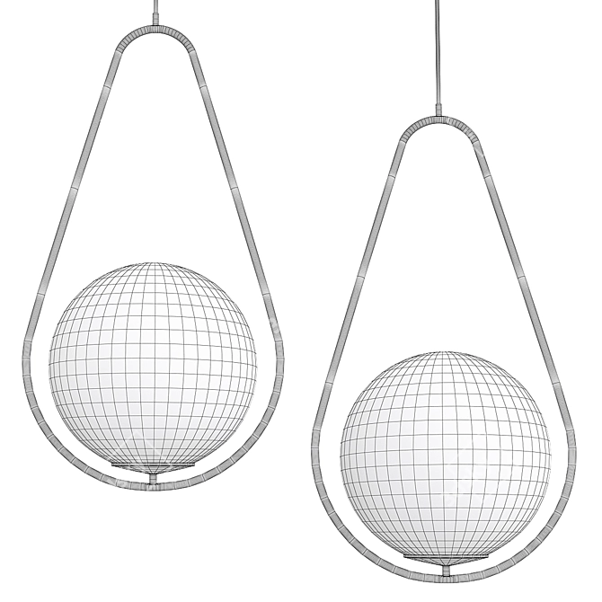 Sleek Hoop Pendant Light 3D model image 2