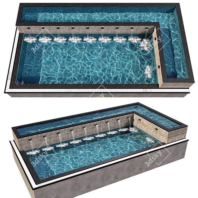 Crystal Clear Water Pool Design 3D model image 2