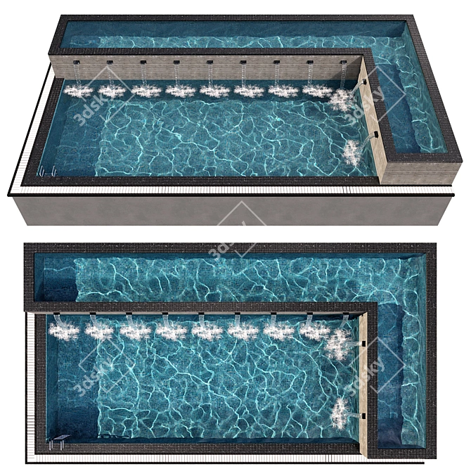 Crystal Clear Water Pool Design 3D model image 3