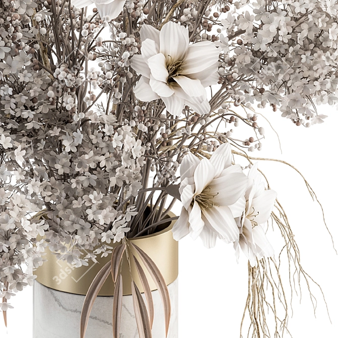 Elegant White Floral Arrangement 3D model image 2