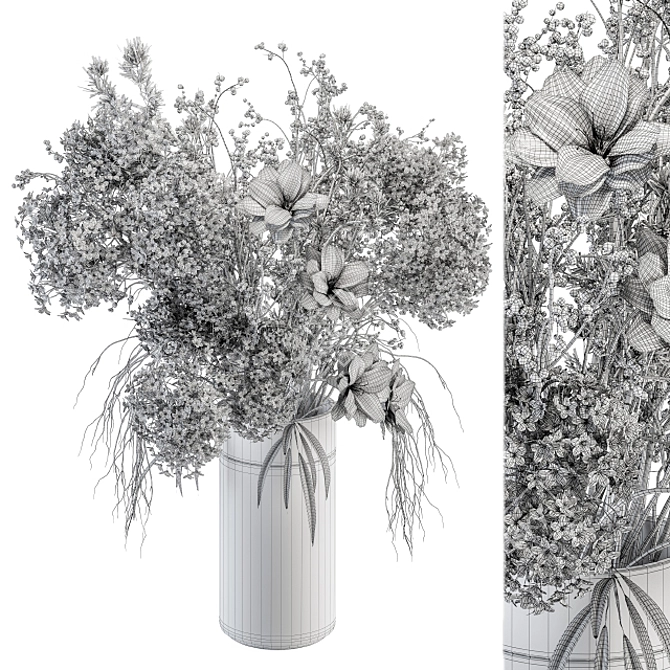 Elegant White Floral Arrangement 3D model image 4