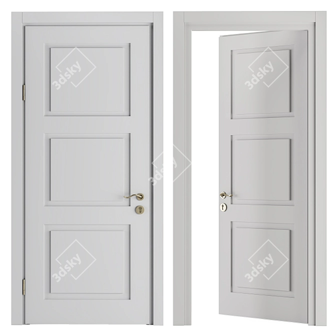 Elegant White & Gold Door 3D model image 1