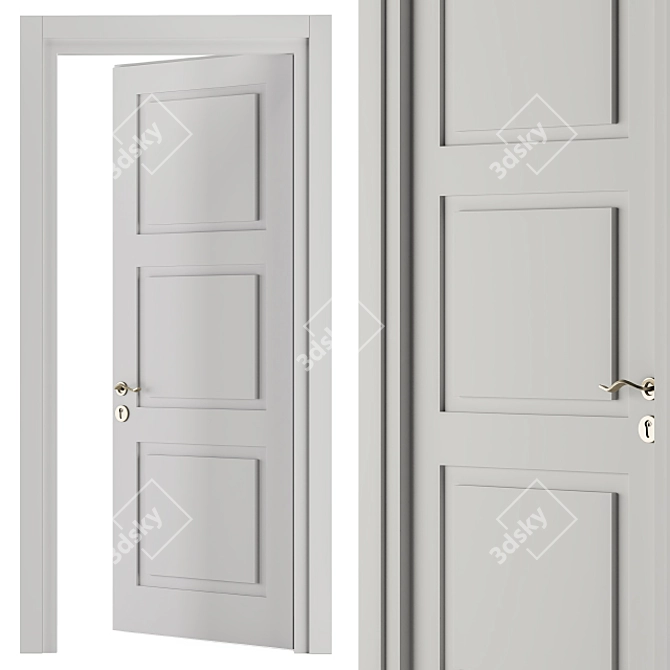 Elegant White & Gold Door 3D model image 3