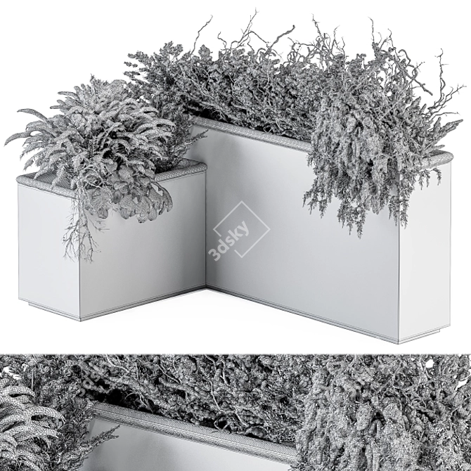 Snowy Outdoor Plant Box Set. 3D model image 5