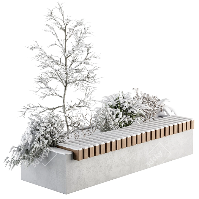 Snowy Oasis Urban Bench: Set 32 3D model image 1