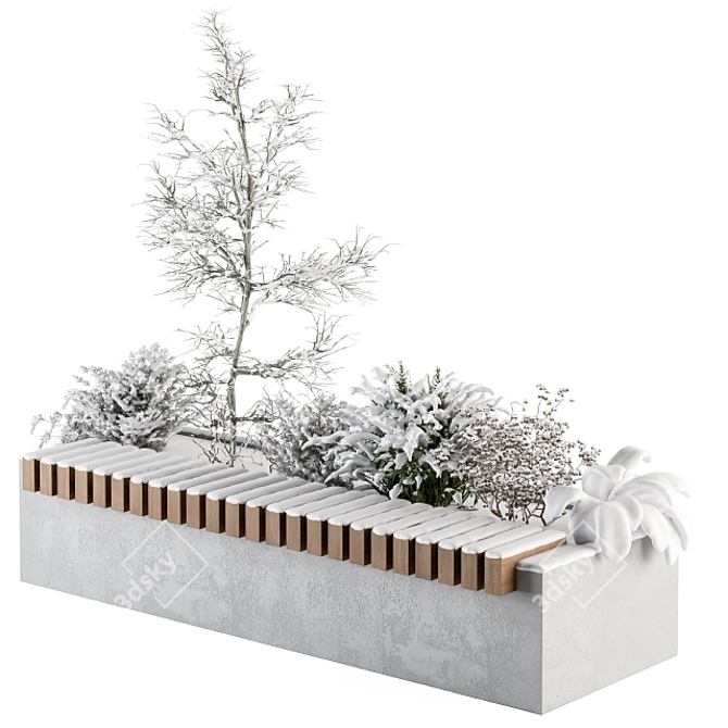 Snowy Oasis Urban Bench: Set 32 3D model image 2