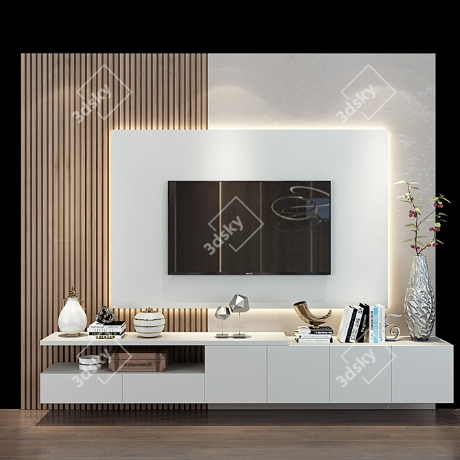 Modern TV Wall - 75 3D model image 1