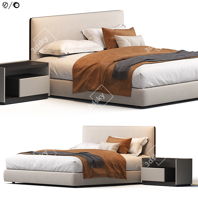 Luxury Ribbon Bed: Elegant and Stylish 3D model image 1