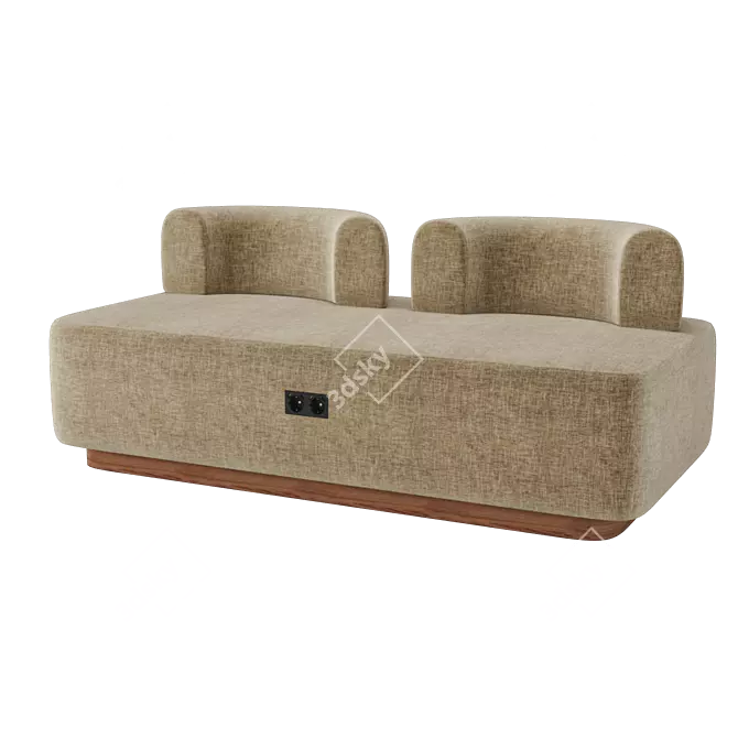 Plush Plump Sofa: Terracotta, Blue-Grey, Yellow, Beige Colors 3D model image 1