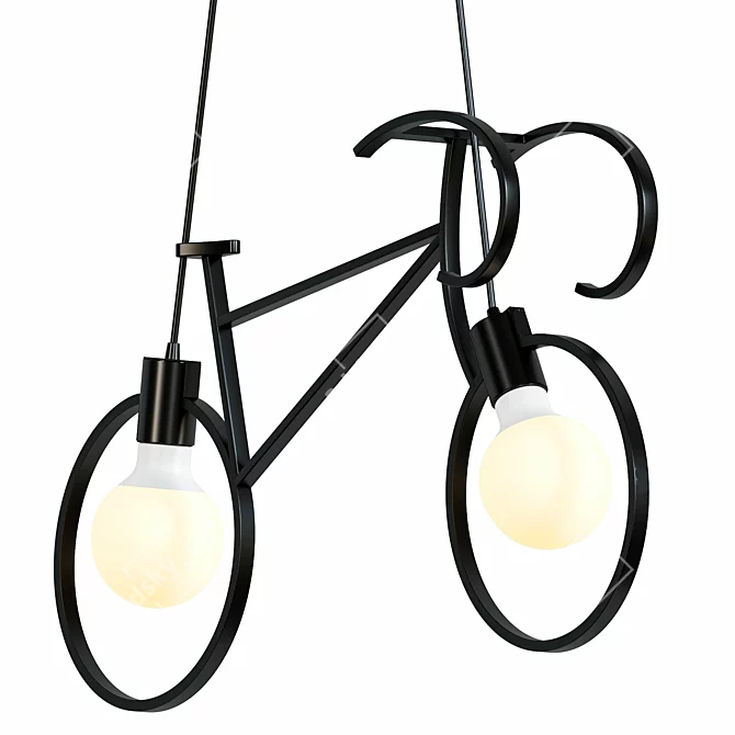 Scandi Bike Hanging Lamp: Black & White Decor 3D model image 1
