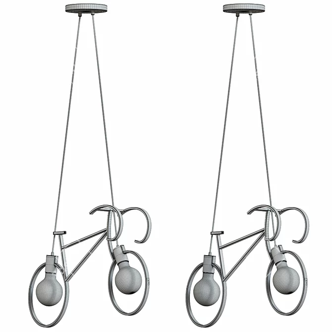 Scandi Bike Hanging Lamp: Black & White Decor 3D model image 4