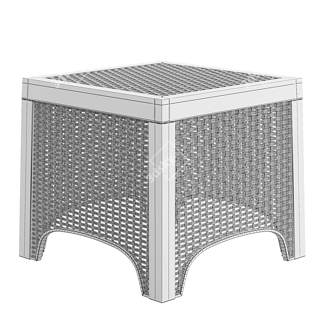 Faux Rattan Chair Set + Side Table 3D model image 7