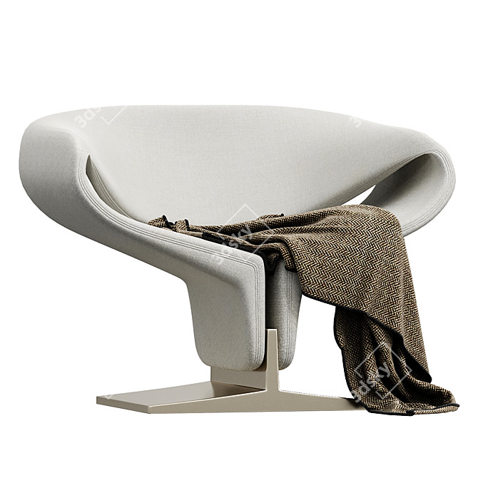 Sleek White Ribbon Chair by Paulin 3D model image 1