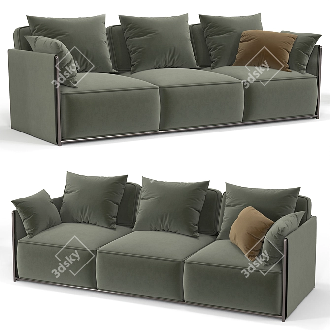 Elegant Velvet DODO Sofa 3D model image 1