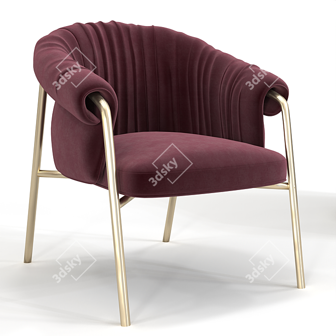 Luxury Velvet Armchair with Stunning Design 3D model image 1