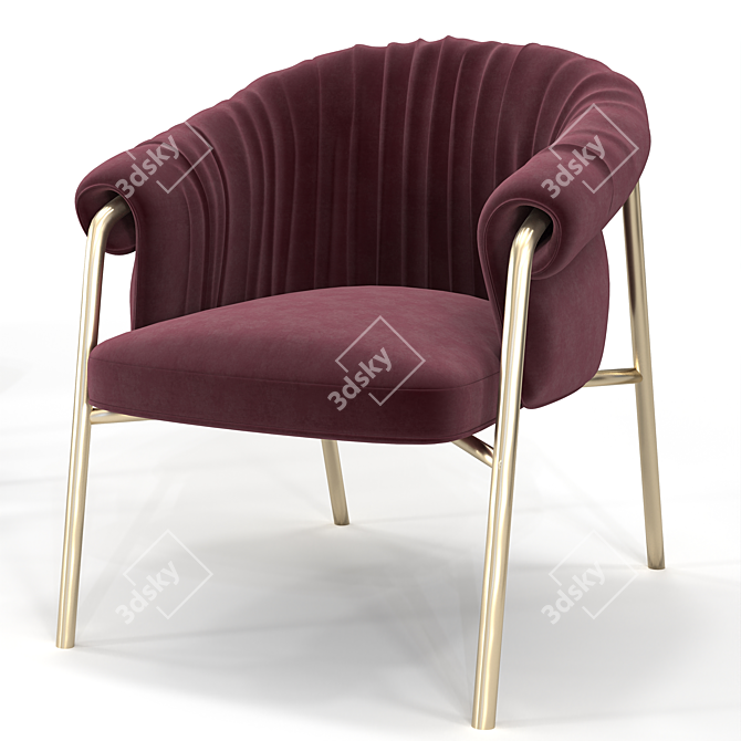 Luxury Velvet Armchair with Stunning Design 3D model image 2