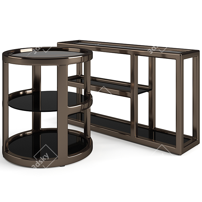 Fendi Casa Hemingway Coffee Tables: Elegant Set with Marble and Ashwood 3D model image 6