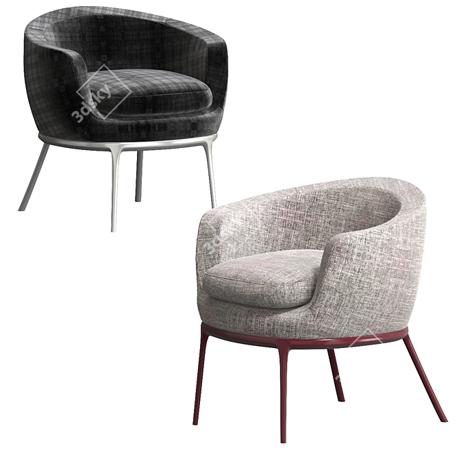 Stylish Maxalto Caratos Armchair 3D model image 4