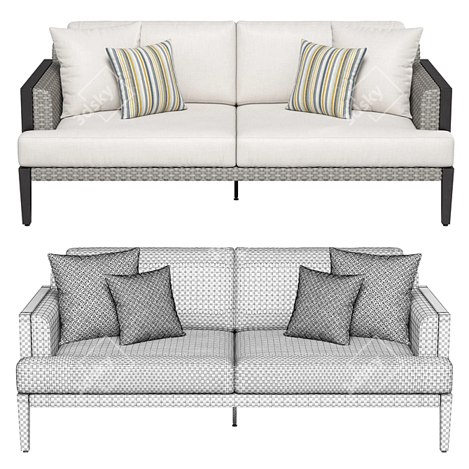 Chatham Wicker Sofa: Stylish Seating Solution 3D model image 2