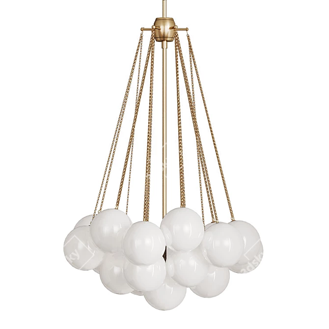 Golden Globe Pendant Chandelier 3D model image 3