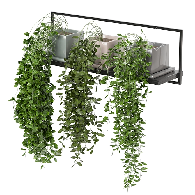 Metal Shelf with Hanging Plants - Set 170 3D model image 4