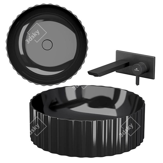 Modern Black Bathroom Sink Set 3D model image 3