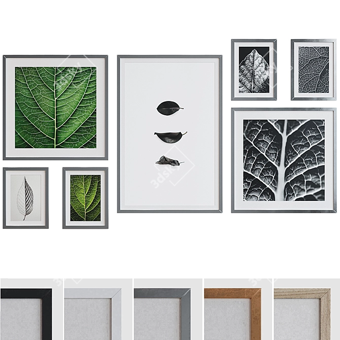 Modern Leaf Picture Frame Set 3D model image 1