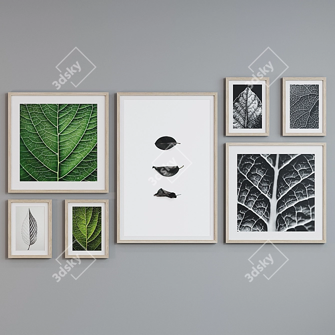 Modern Leaf Picture Frame Set 3D model image 3