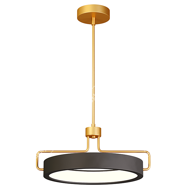 Pemberton 18" LED Pendant - Antique Brass & Black 3D model image 1