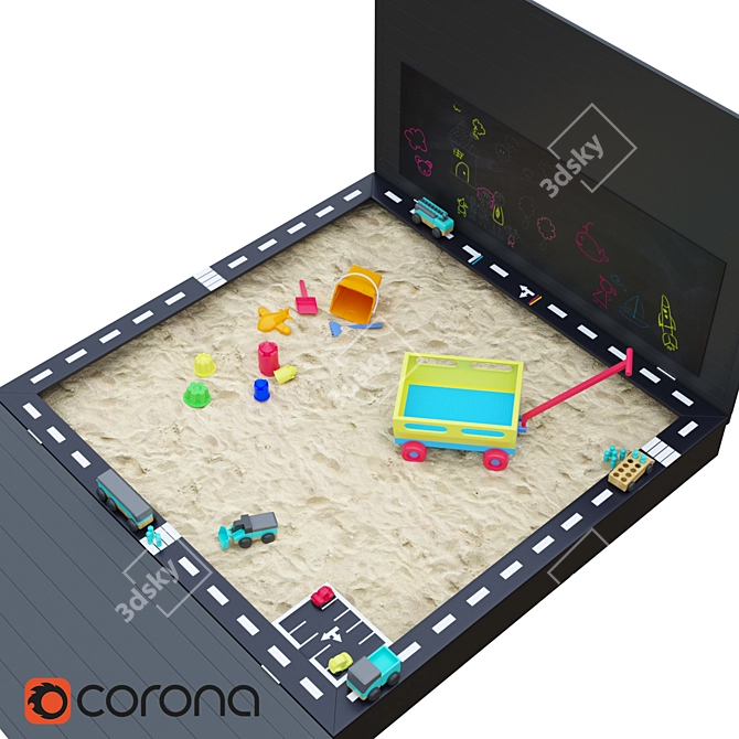 Outdoor Fun Sandbox 2400x2400x250 3D model image 1