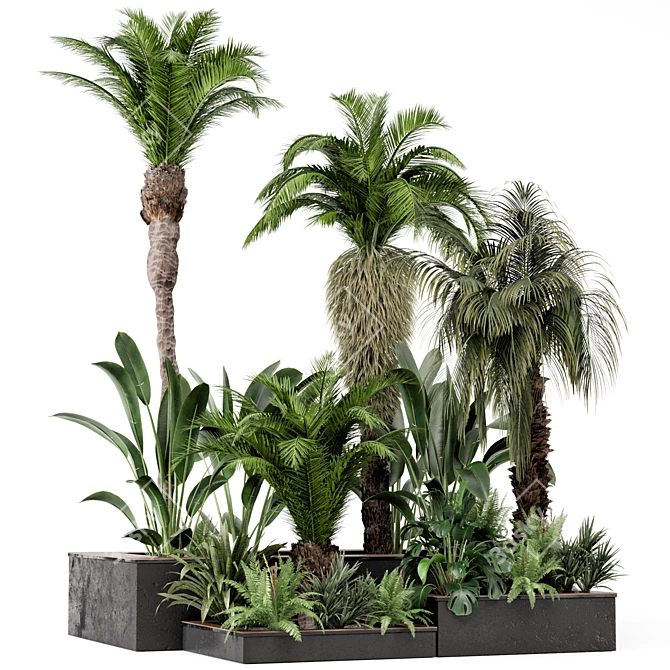 Lush Outdoor Garden Set: Bush & Tree 3D model image 2