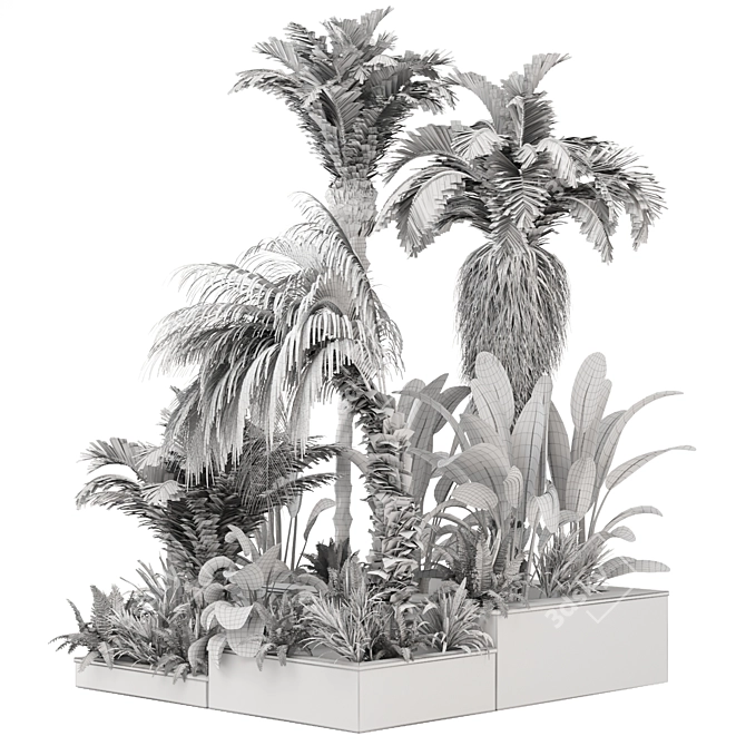 Lush Outdoor Garden Set: Bush & Tree 3D model image 7