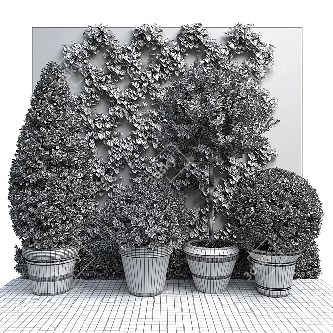 Natural Greenery Set: Boxwood, Dogwood, Ivy 3D model image 5